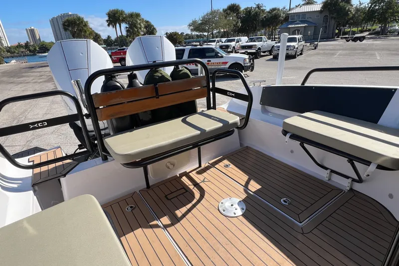  Yacht Photos Pics 2024 XO Boats EXPLR 10 S Plus interior with seating and deck view.