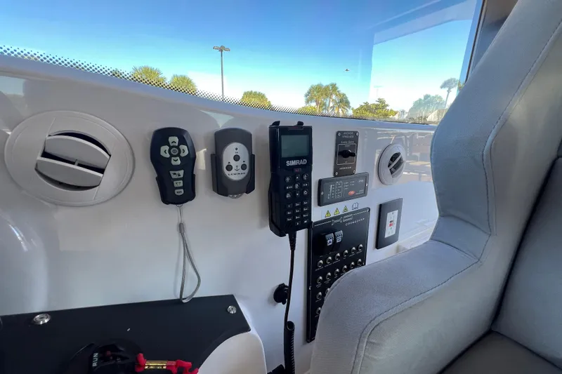  Yacht Photos Pics Control panel of 2024 XO Boats EXPLR 10 S Plus with navigation equipment.