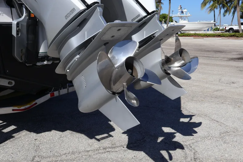  Yacht Photos Pics 2024 XO Boats EXPLR 10 S Plus dual outboard motors with stainless steel propellers.