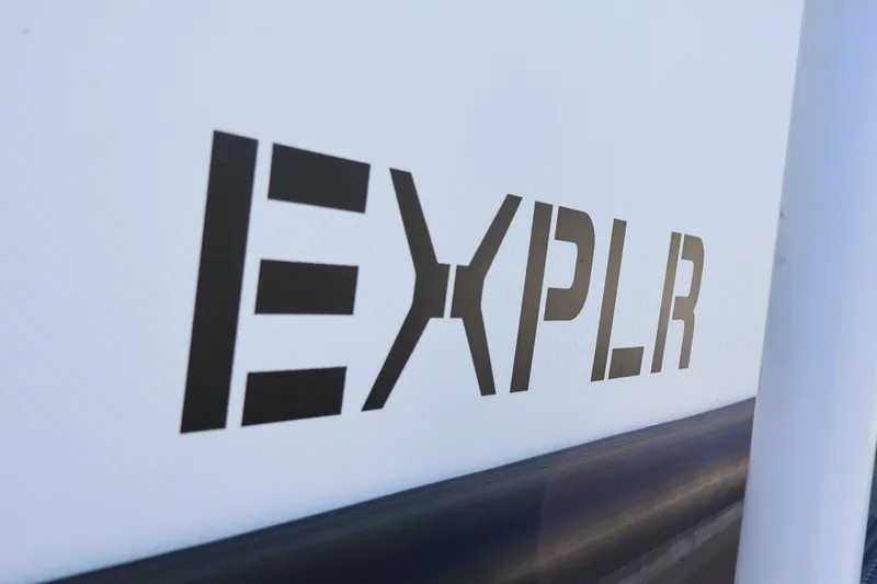  Yacht Photos Pics 2024 XO Boats EXPLR 10 S Plus logo on boat exterior.