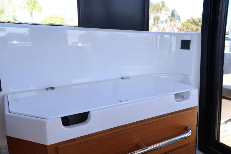  Yacht Photos Pics Interior detail of 2024 XO Boats EXPLR 10 S Plus, featuring sleek cabinetry design.