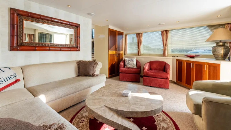  Yacht Photos Pics Luxurious interior of 1996 Tollycraft 57 Pilothouse Motor Yacht with elegant seating and decor.