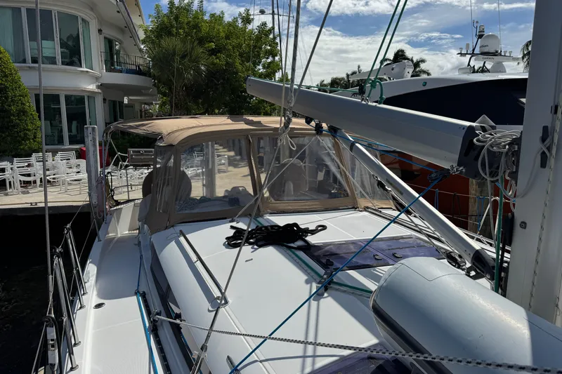 Reventador Yacht Photos Pics 2018 Jeanneau Sun Odyssey 440 sailboat docked, featuring a sleek design and spacious deck.