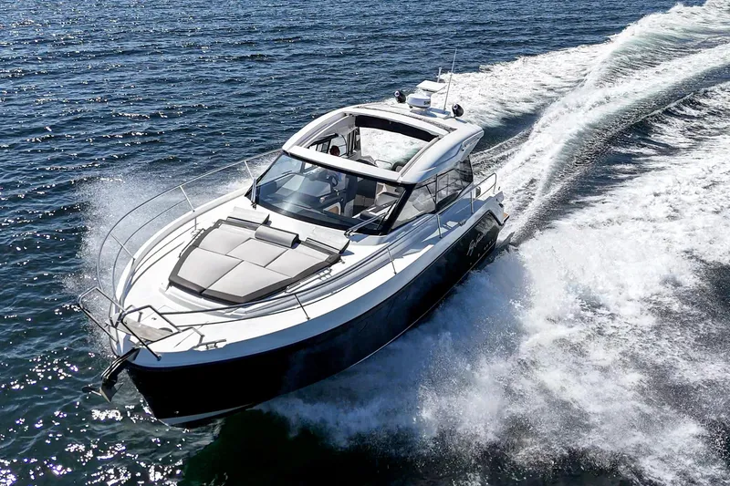 Bag Secured Yacht Photos Pics 2023 Bavaria SR36 yacht cruising on open water, showcasing sleek design and powerful performance.