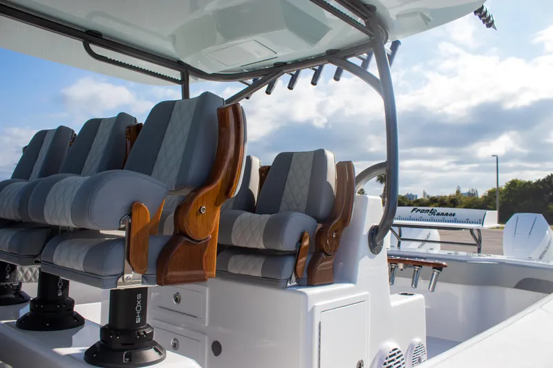  Yacht Photos Pics 2026 Front Runner 43 Catamaran with luxurious seating and sleek design.