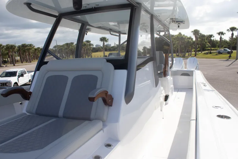  Yacht Photos Pics 2026 Front Runner 43 Catamaran with sleek seating and modern design.