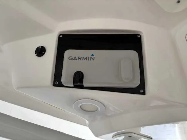 Black Label Marine Yacht Photos Pics Garmin device installed on 2023 Sea Fox 328 Commander boat dashboard.