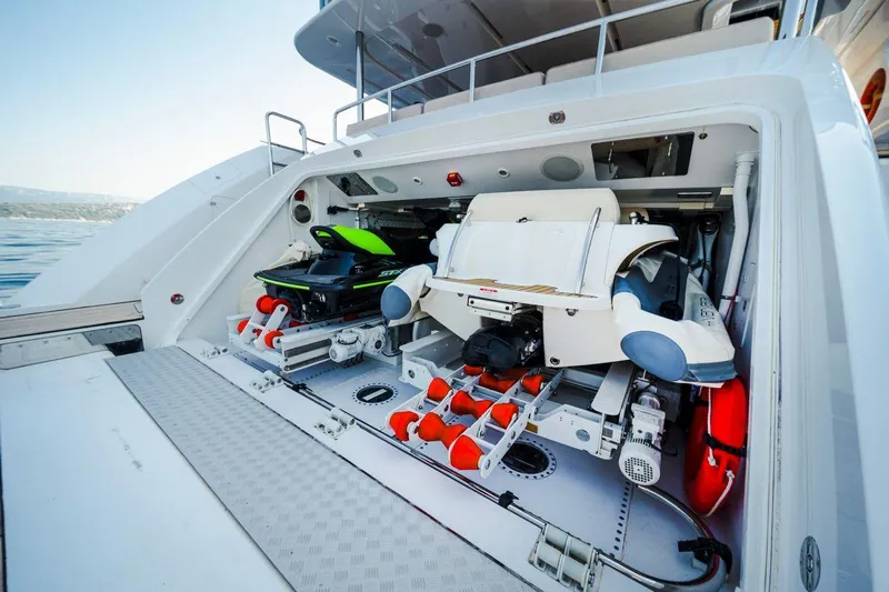 Afina Yacht Photos Pics Luxury yacht Benetti 108 (2017) with jet ski and watercraft storage compartment.