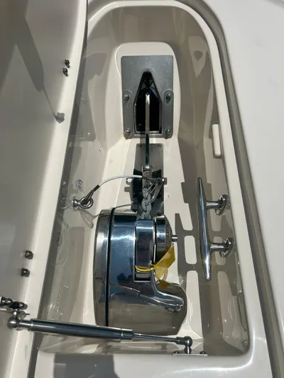Daddy's Broke Lll Yacht Photos Pics Anchor locker of 2020 Grady-White Canyon 306 boat with stainless steel components.