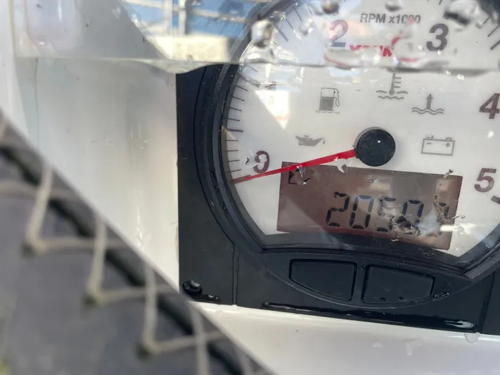 Overkill Yacht Photos Pics Tachometer of a 2016 Beneteau Oceanis 48 showing 2050 hours.
