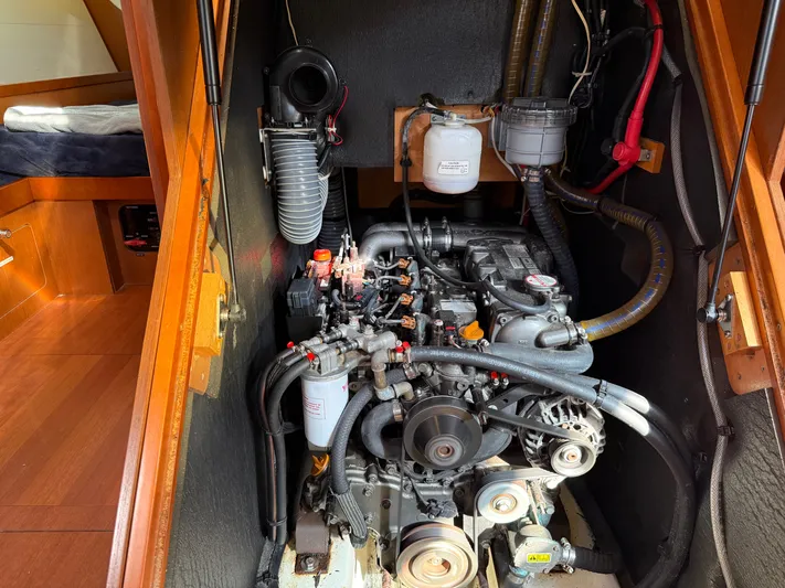 Overkill Yacht Photos Pics Engine compartment of a 2016 Beneteau Oceanis 48 yacht.