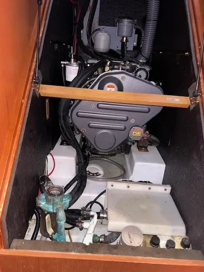  Yacht Photos Pics Engine compartment of a 2016 Beneteau Oceanis 45 sailboat.