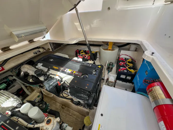  Yacht Photos Pics Engine room of 2008 Tiara Yachts 3900 Sovran, showcasing machinery and equipment.