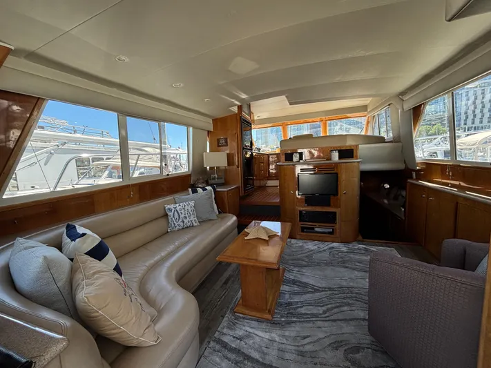 "spirit Island" Yacht Photos Pics Luxurious interior of 2004 Navigator 4400 Pilot House yacht with elegant seating and entertainment area.