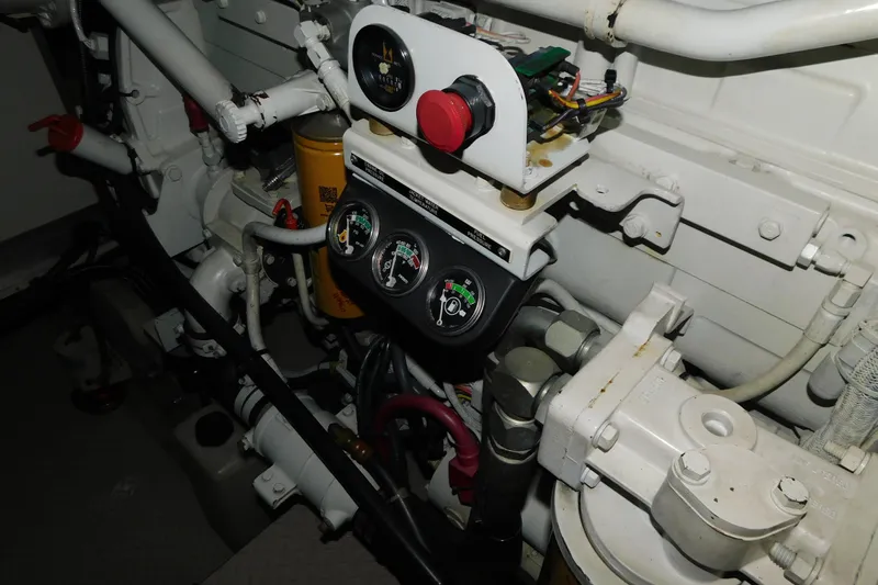 Yacht Photos Pics Engine compartment of a 1999 Sea Ray 500 Sundancer with gauges and wiring.