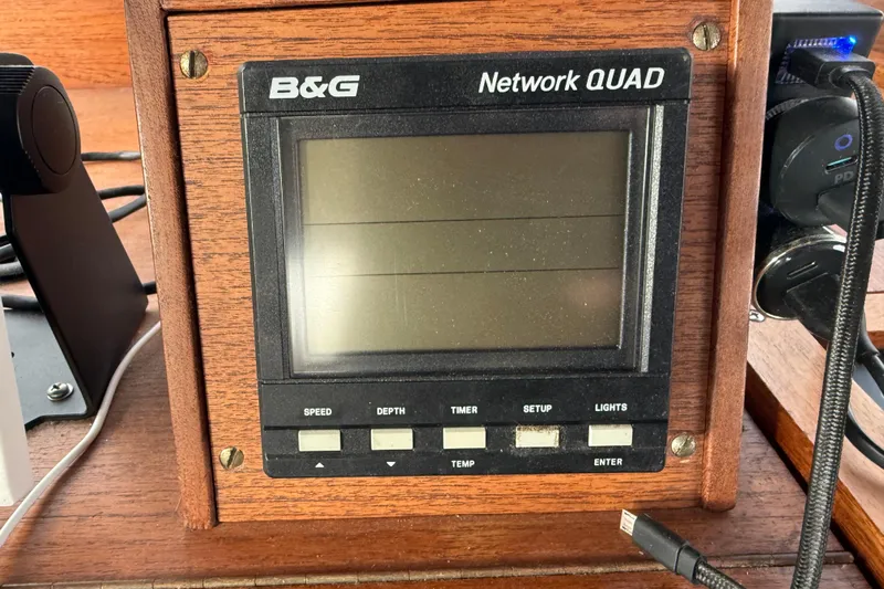  Yacht Photos Pics B&G Network QUAD display on 1980 Nauticat Pilothouse boat dashboard.