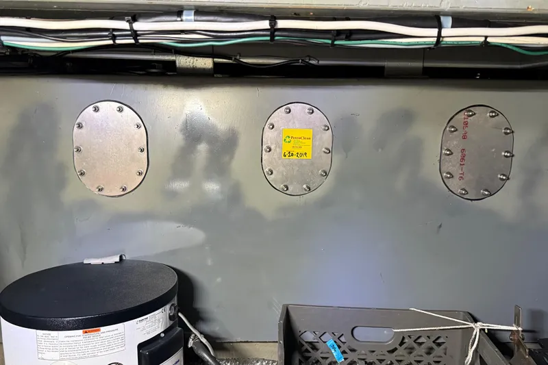  Yacht Photos Pics 1980 Nauticat Pilothouse engine room with access panels and wiring.