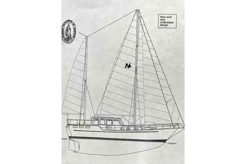  Yacht Photos Pics Line drawing of a 1980 Nauticat Pilothouse sailboat with new underwater design.