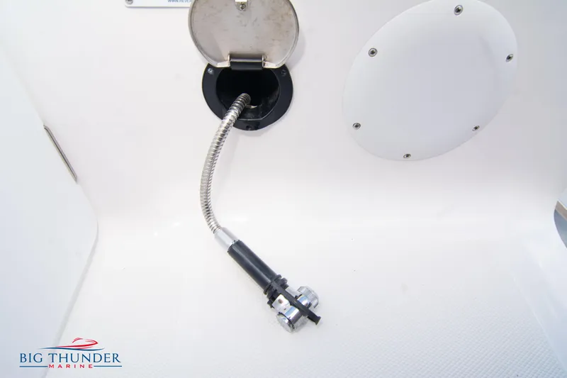  Yacht Photos Pics Fuel hose and cap on a 2023 Fountain 38 SC boat by Big Thunder Marine.
