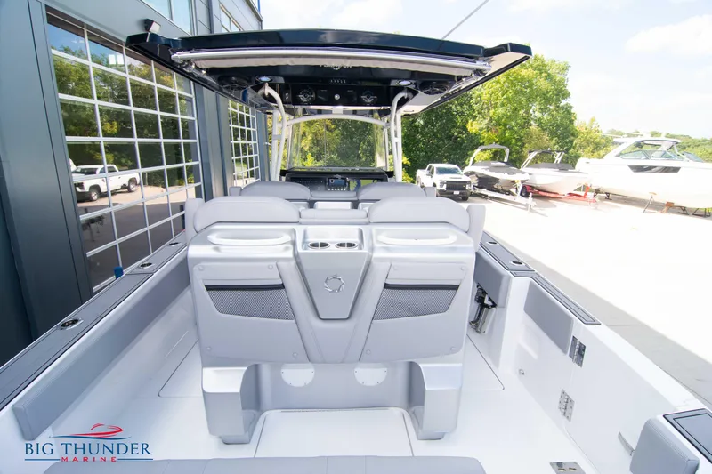  Yacht Photos Pics 2023 Fountain 38 SC boat interior at Big Thunder Marine dealership.