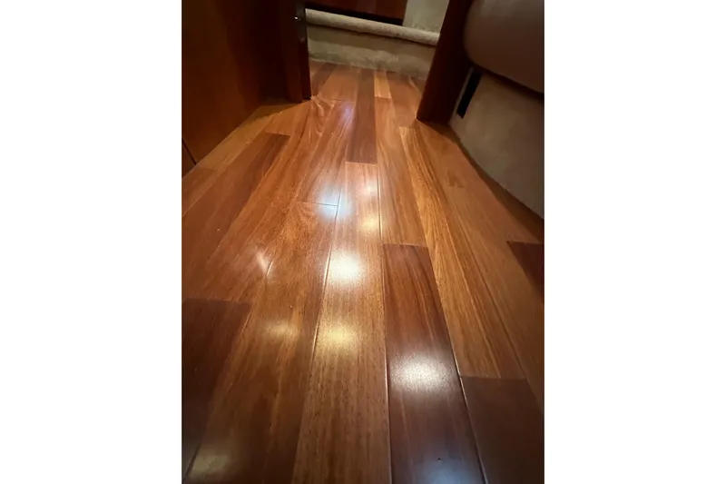 D Yacht Photos Pics Polished wooden flooring inside a 2000 Sunseeker Predator 60 yacht.