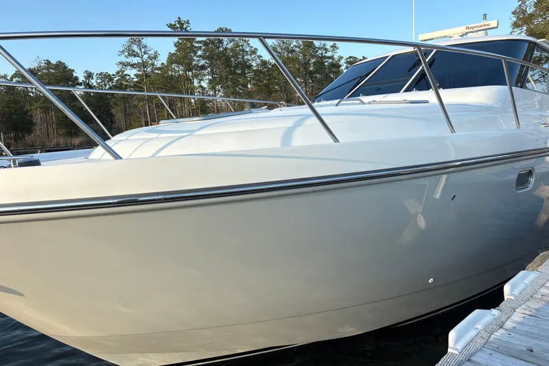 Salina Yacht Photos Pics 2004 Tiara Yachts 3600 Sovran docked, showcasing sleek design and polished exterior.