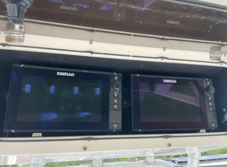  Yacht Photos Pics Simrad navigation displays on a 2005 Boston Whaler 320 Outrage boat.
