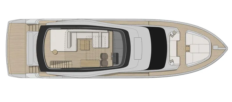  Yacht Photos Pics Top view of 2025 Cranchi 62 Sessantadue yacht layout, showcasing spacious deck and seating areas.