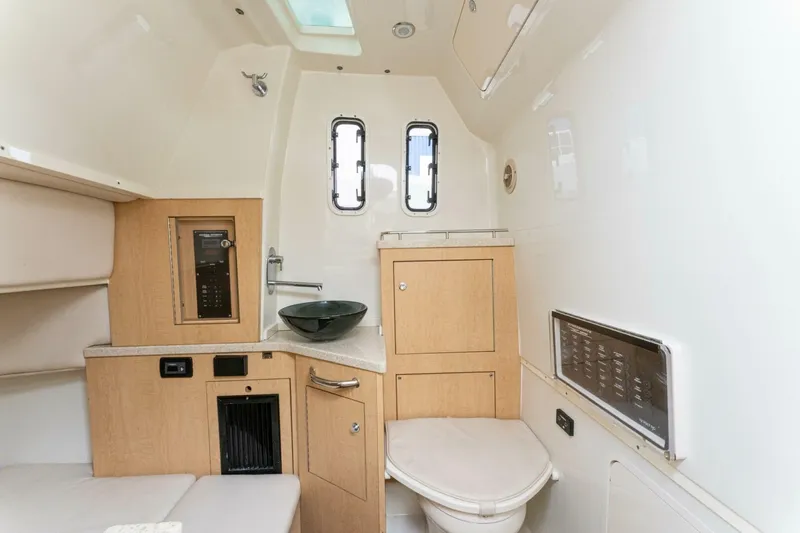  Yacht Photos Pics 2018 Hydra-Sports 4200 Siesta cabin interior with modern amenities and sleek design.