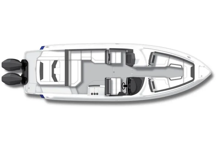  Yacht Photos Pics Manufacturer Provided Image: 2024 Monterey 305SS Super Sport boat layout, top view, featuring dual engines and spacious seating.