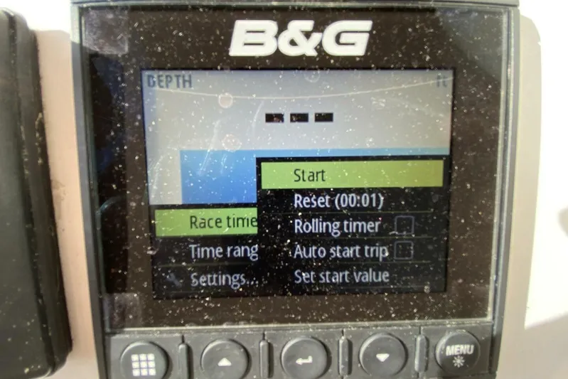 J'ouvert Yacht Photos Pics B&G marine display on a 2009 Beneteau 43, showing race timer settings.