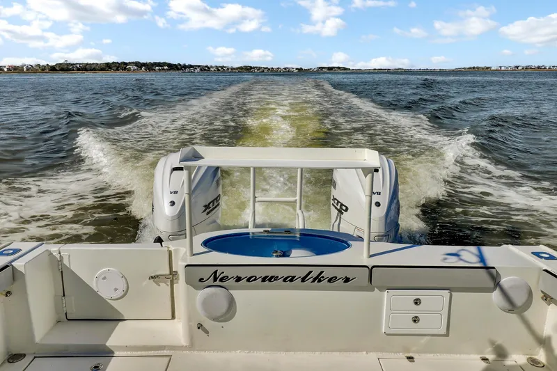 Our Trade Yacht Photos Pics Custom 2024 Nerowalker boat cruising on open water, leaving a wake behind.