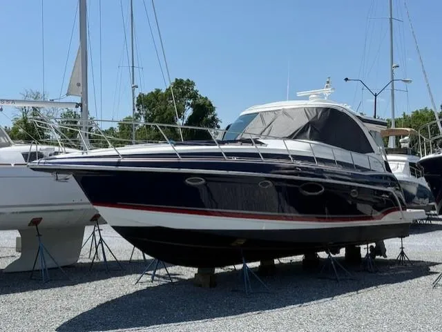  Yacht Photos Pics 2017 Formula 45 Yacht on stands, sleek design, outdoor setting.