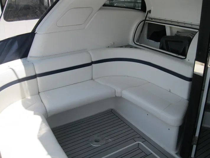  Yacht Photos Pics 2017 Formula 45 Yacht interior with white seating and sleek design.