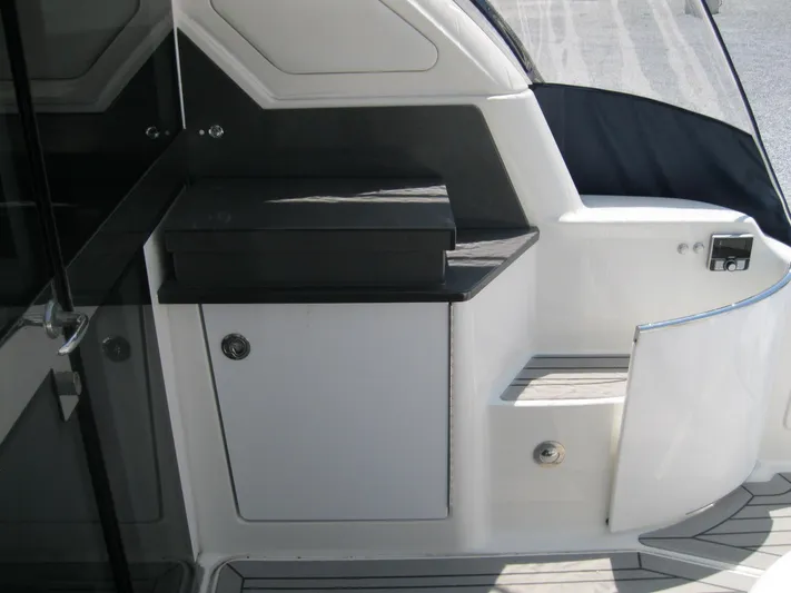  Yacht Photos Pics 2017 Formula 45 Yacht interior with sleek cabinetry and modern design elements.