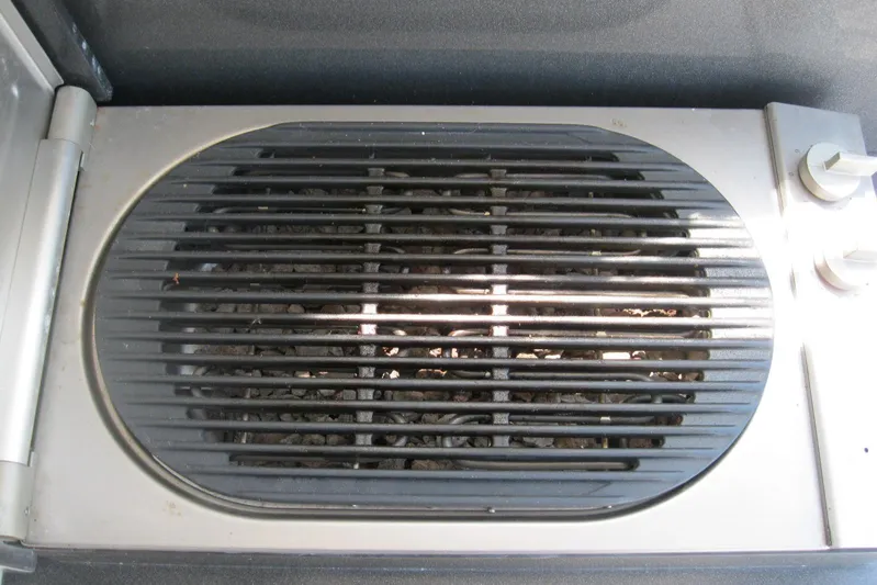  Yacht Photos Pics Built-in grill on 2017 Formula 45 Yacht, featuring sleek metal design.