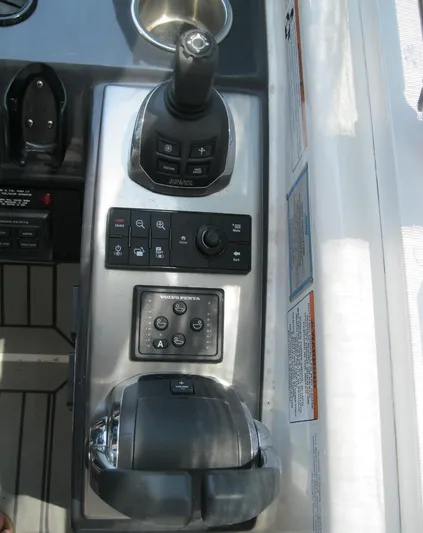  Yacht Photos Pics Control panel of a 2017 Formula 45 Yacht with joystick and throttle.