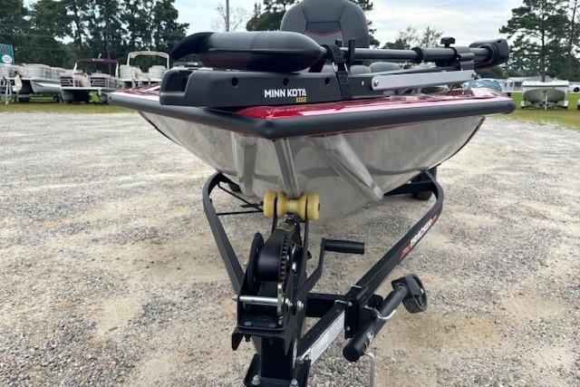 2023 Tracker Pro Team 175 TXW boat with Minn Kota trolling motor on trailer.