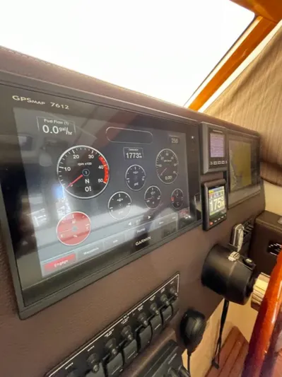 Elaine Hope Yacht Photos Pics Dashboard of 2017 Cutwater C-30 CB boat with navigation and control systems.