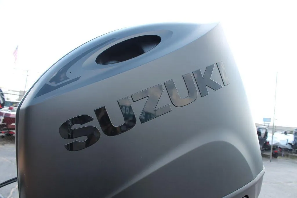 Suzuki outboard motor on Excel Bay Pro Elite 203, 2026 model.