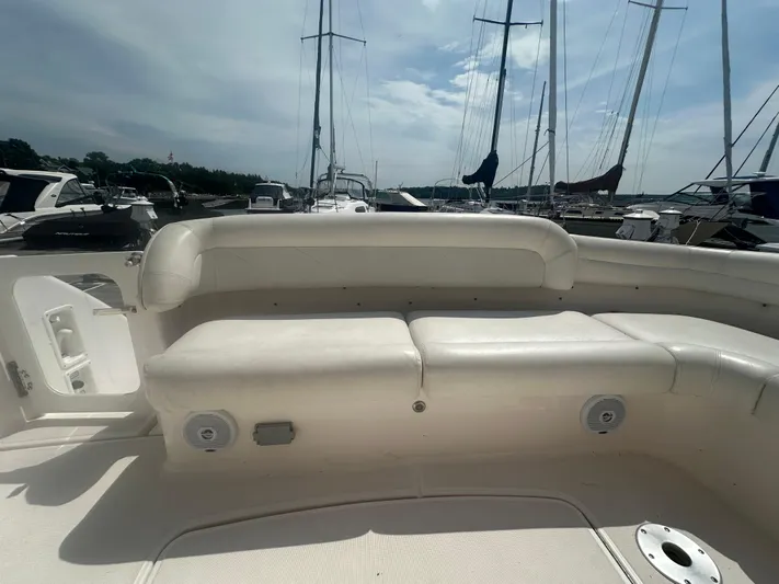 Selladoor (previously "czech Mate") Yacht Photos Pics 2007 Tiara Yachts 4300 Sovran, spacious seating area, docked at marina.