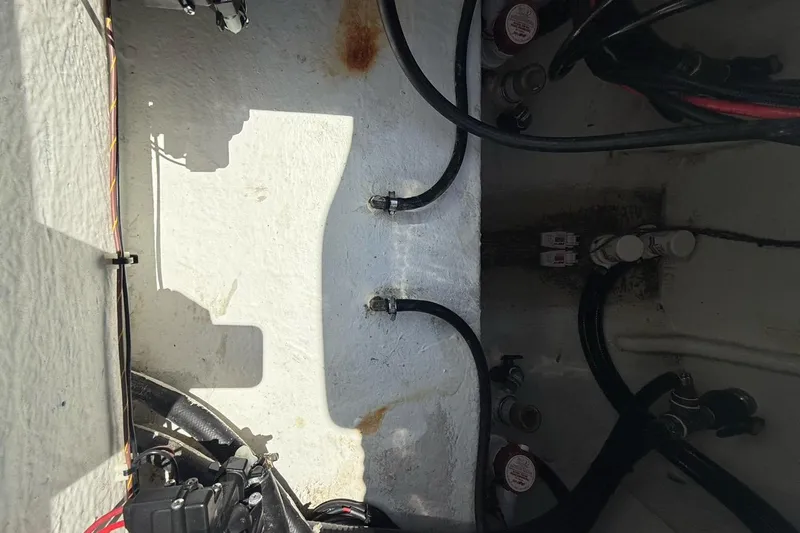  Yacht Photos Pics Interior view of 2021 Custom Infusion 34 CC boat showing wiring and components.