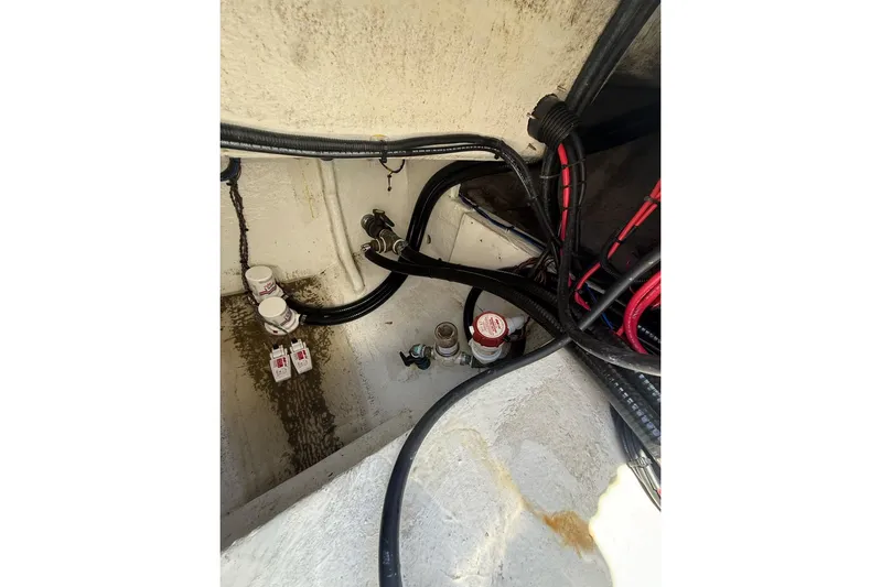  Yacht Photos Pics Interior view of 2021 Custom Infusion 34 CC boat wiring and plumbing system.