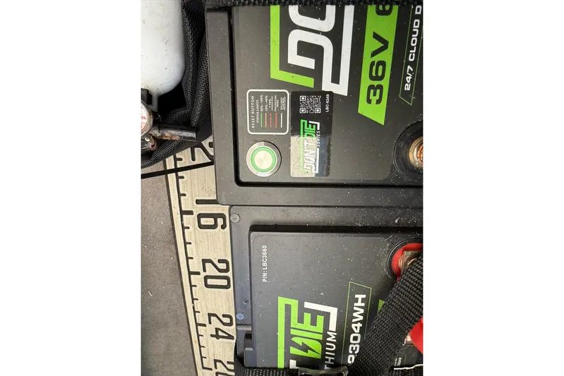  Yacht Photos Pics Battery setup on Custom Infusion 34 CC, 2021 model, featuring 36V lithium power.