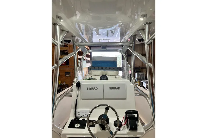  Yacht Photos Pics 2021 Custom Infusion 34 CC boat cockpit with Simrad navigation system.