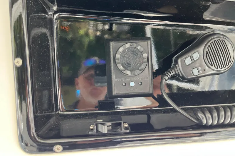 Floridita Yacht Photos Pics 1997 Post Sportfish boat control panel with microphone and remote control.