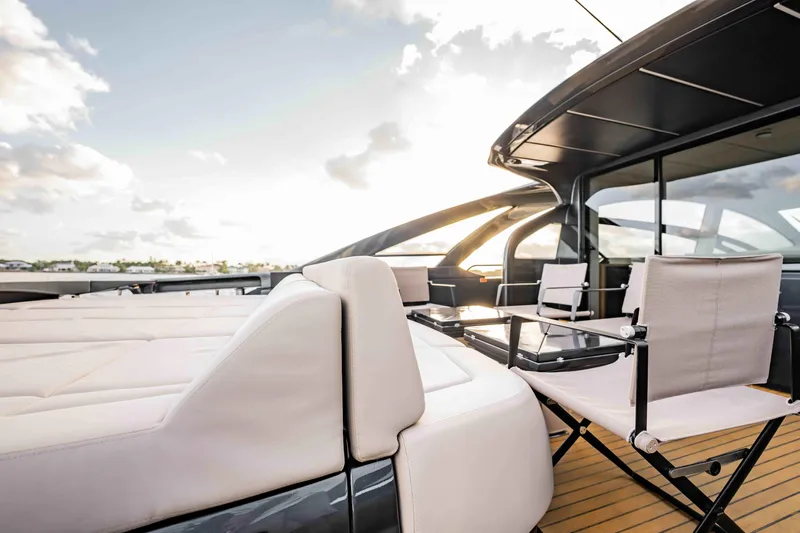  Yacht Photos Pics Luxurious 2017 Pershing 70 yacht deck with elegant seating and modern design.