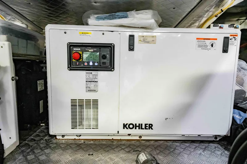 Yacht Photos Pics Kohler generator in a 2017 Pershing 70 yacht engine room.