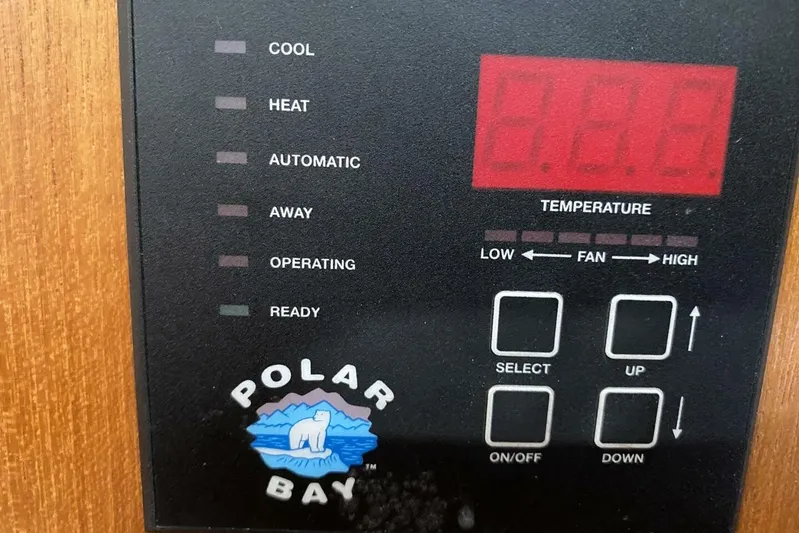 Dolce Vita Yacht Photos Pics Control panel of a Polar Bay air conditioning unit, featuring temperature and mode settings.