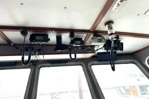 Western Shore Yacht Photos Pics Interior view of a 1989 Custom Expedition boat with communication equipment.